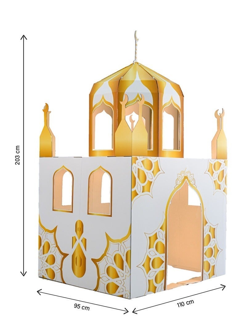 HilalFul Cardboard Gold Mosque Playhouse - | DIY Activity for Kids | Imaginative Play | For Indoor Play | Islamic Gift for Kids and Children | Eduactional and Learning Toy | Easy To Assemble - Image 3